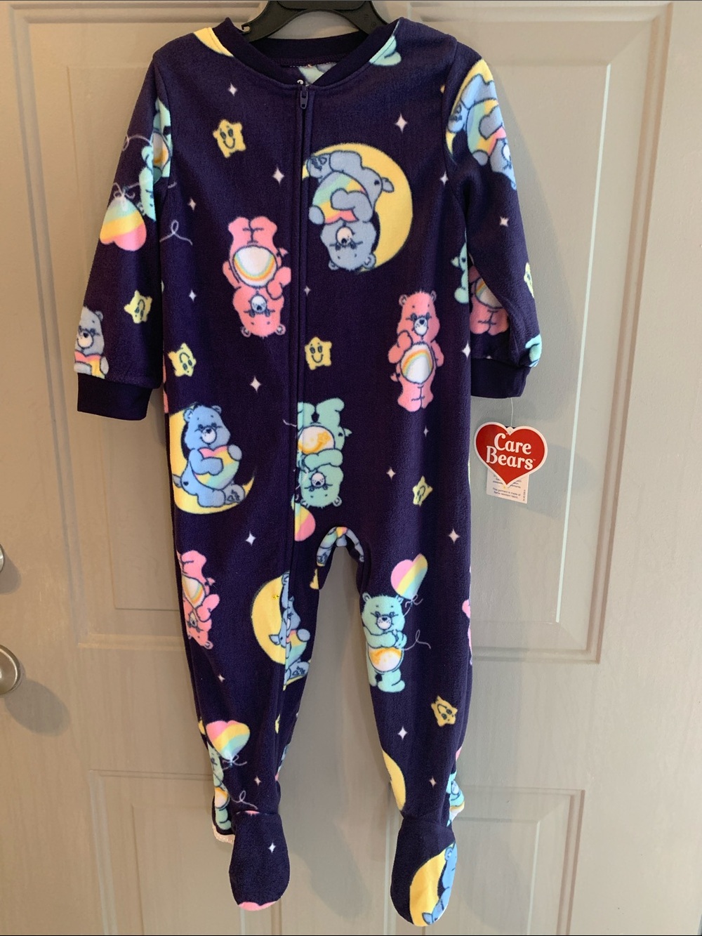 Care Bears Fleece Zip-Up Size 3T NEW One-Piece Pajamas Skid-Proof Feet bottoms